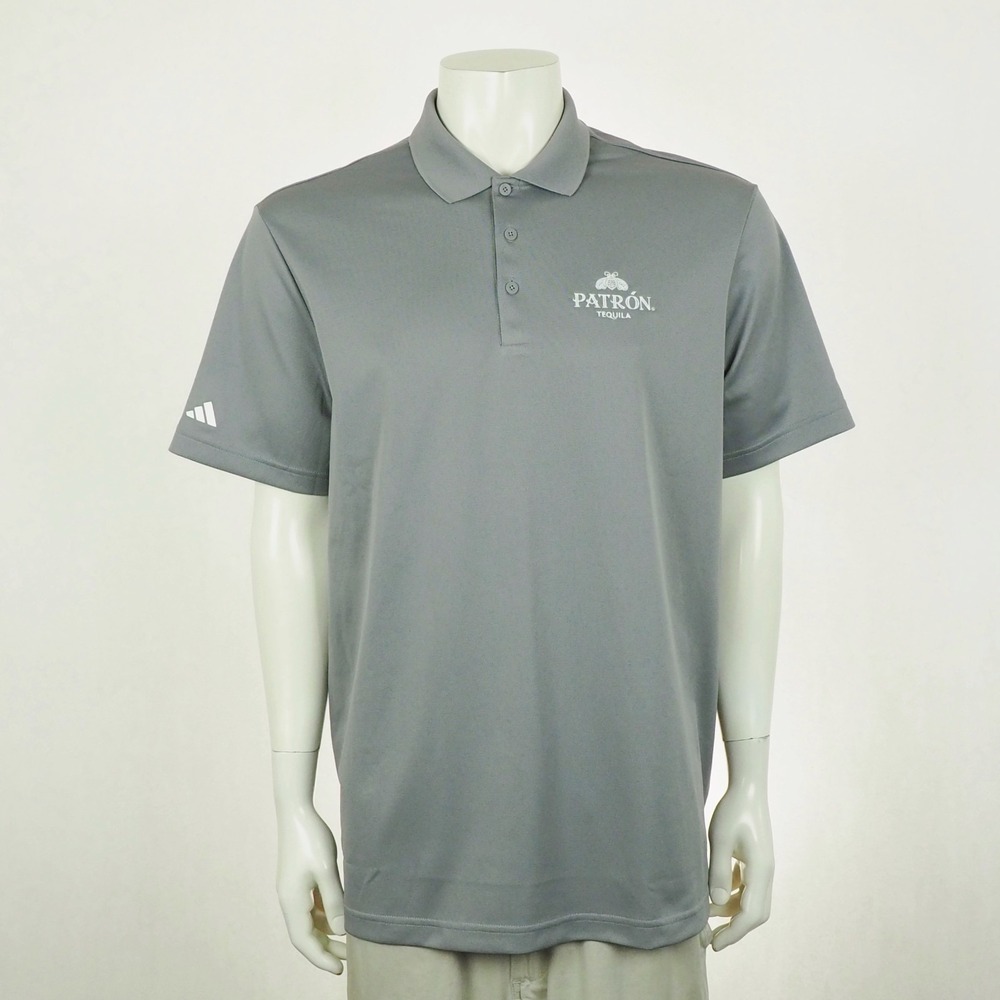 Adidas Golf Polo Shirt Mens XL Gray Patron Tequila Logo Active Performance Blend